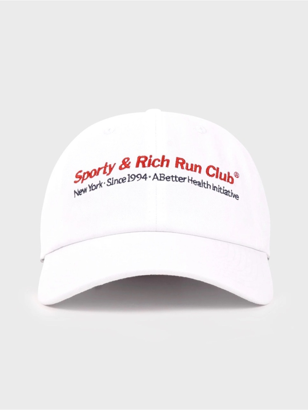 Sporty & Rich White Cap with Red and Black Embroidery